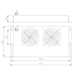 Gruppo di 2 Ventole a Soffitto Senza Termostato per Rack 19" Grigio