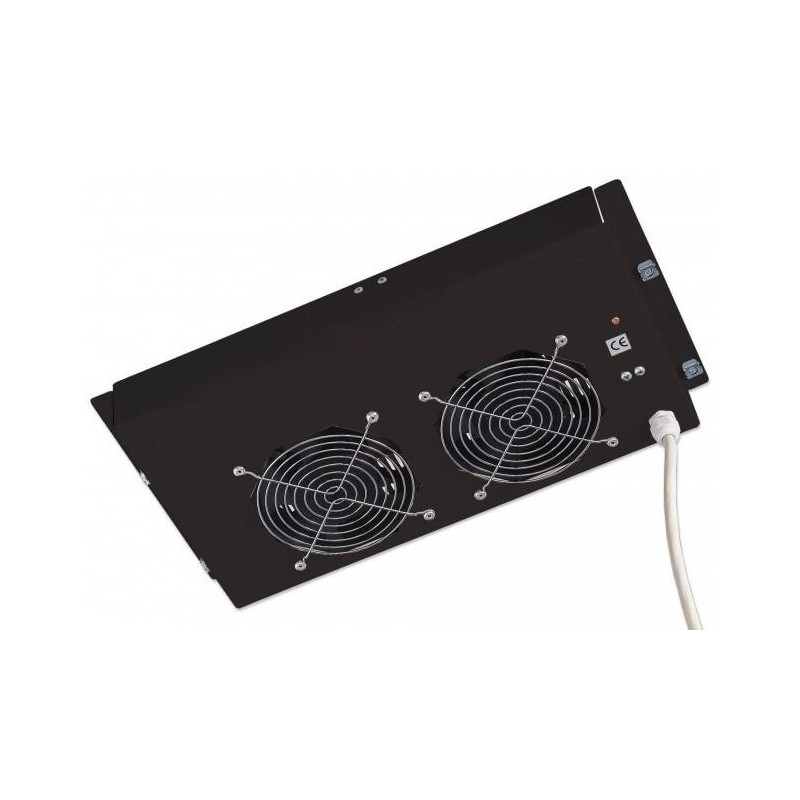 Gruppo di 2 Ventole a Soffitto Senza Termostato per Rack 19" Nero Gruppo di 2 Ventole a Soffitto Senza Termostato per Rack 19" Nero