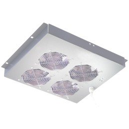 Gruppo di 4 Ventole a Soffitto Senza Termostato per Rack 19" Grigio