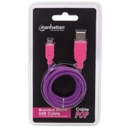 Cavo Micro USB Guaina Intrecciata USB2.0 A M/MicroB M Viola Blister