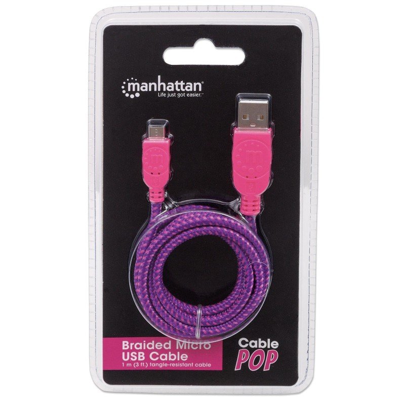 Cavo Micro USB Guaina Intrecciata USB2.0 A M/MicroB M Viola Blister