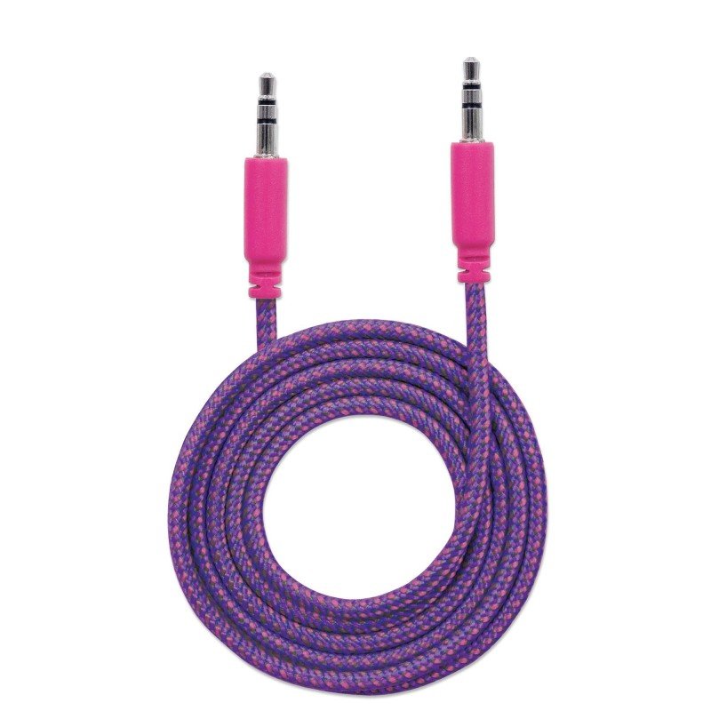 Cavo Audio con Guaina Intrecciata 1m Viola/Fucsia con Blister