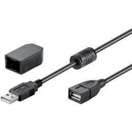 Cavo Prolunga USB 2.0 con Ferrite A Maschio / A Femmina 2m Nero