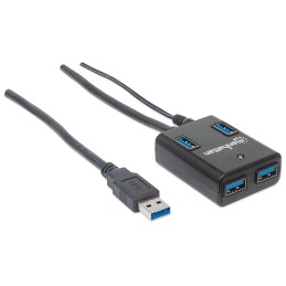 Hub USB 3.0 4 Porte con Alimentatore 5V 3A Nero