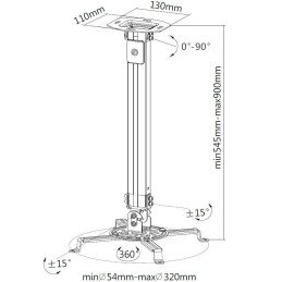 Supporto a Soffitto per Proiettori Estensione 545-900 mm Silver