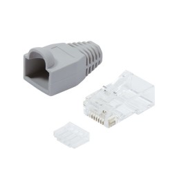 Plug Cat.6 RJ45 e Copriconnettore per Cavo Non Schermato 100pz Grigio