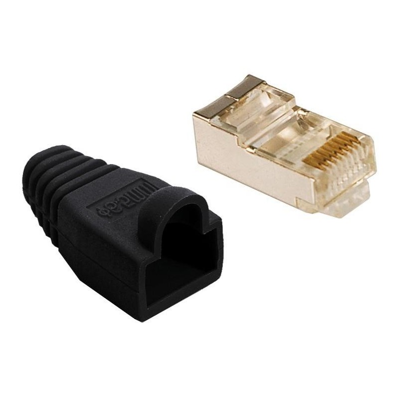 Plug Copriconnettore Cat.5E RJ45 Cavo Schermato 100pz Nero Plug Copriconnettore Cat.5E RJ45 Cavo Schermato 100pz Nero