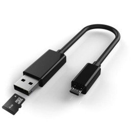 Cavo USB OTG Micro B / USB A con Lettore Micro SD/SDHC 26cm Nero