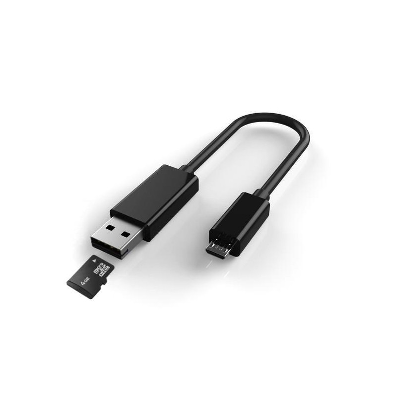 Cavo USB OTG Micro B / USB A con Lettore Micro SD/SDHC 26cm Nero