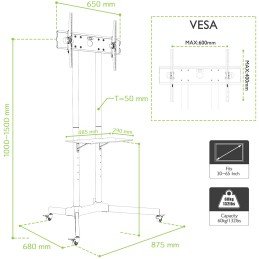 Carrello Supporto Pavimento Porta TV LCD/LED/Plasma 30"-65" Mensola