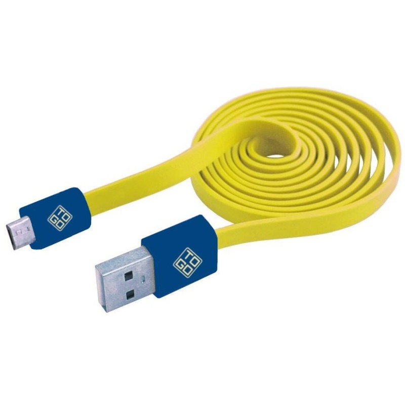 Cavo Flat USB AM a Micro USB M 1m Giallo / Blu