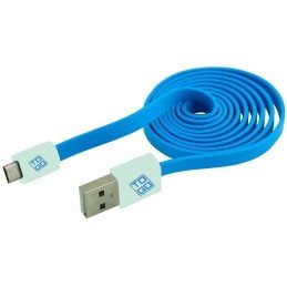 Cavo Flat USB AM a Micro USB M 1m Azzurro / Bianco