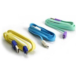 Cavo Flat USB AM a Micro USB M 1m Azzurro / Bianco