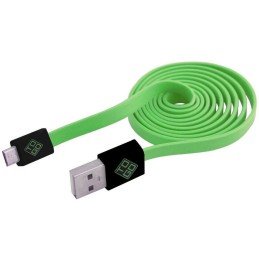 Cavo Flat USB AM a Micro USB M 1m Verde / Nero