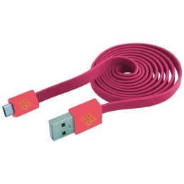 Cavo Flat USB AM a Micro USB M 1m A Rosa / Corallo