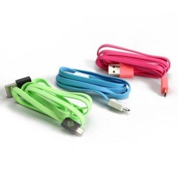 Cavo Flat USB AM a Micro USB M 1m A Rosa / Corallo