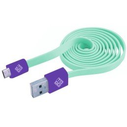 Cavo Flat USB AM a Micro USB M 1m Verde Acqua / Viola