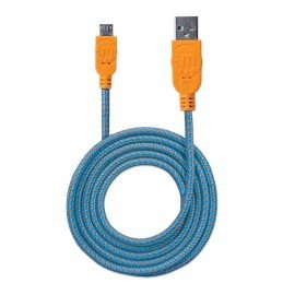 Cavo Micro USB Guaina Intrecciata USB/MicroUsb 1.8m Blu/Arancione