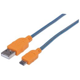 Cavo Micro USB Guaina Intrecciata USB/MicroUsb 1.8m Blu/Arancione