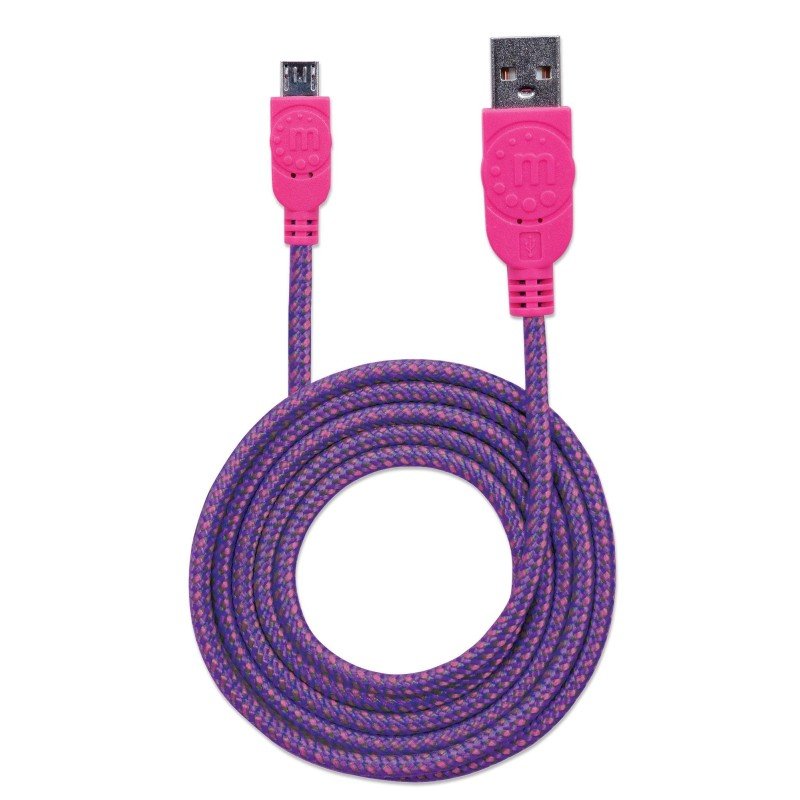 Cavo Micro USB Guaina Intrecciata USB/MicroUsb 1.8m Viola/Fucsia