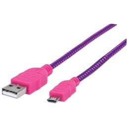 Cavo Micro USB Guaina Intrecciata USB/MicroUsb 1.8m Viola/Fucsia