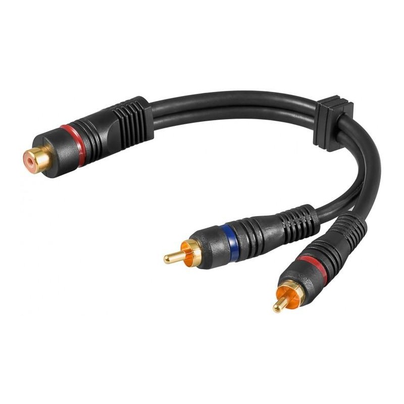 Cavo Adattatore RCA Femmina / 2x RCA Maschio 0.2m Nero Cavo Adattatore RCA Femmina / 2x RCA Maschio 0.2m Nero