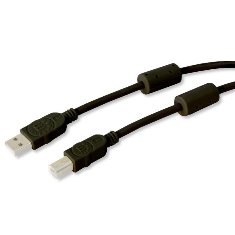 Cavo USB 2.0 A M / B M 5m con Ferrite Doppia Schermatura Nero