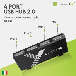 Mini Hub USB Hi Speed 4 Porte Nero