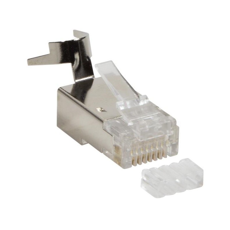 Plug Cat. 6A RJ45 Schermato STP per Cavo Rigido/Flessibile Cat.6/6A/7 10pz