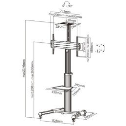 Supporto a Pavimento con una Mensola Trolley TV LCD/LED/Plasma 37-70"