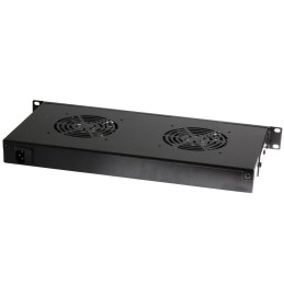 Gruppo 2 Ventole 1U per Rack 19" con Termostato LED Nero