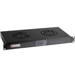 Gruppo 2 Ventole 1U per Rack 19" con Termostato LED Nero