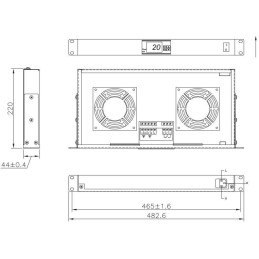 Gruppo 2 Ventole 1U per Rack 19" con Termostato LED Nero