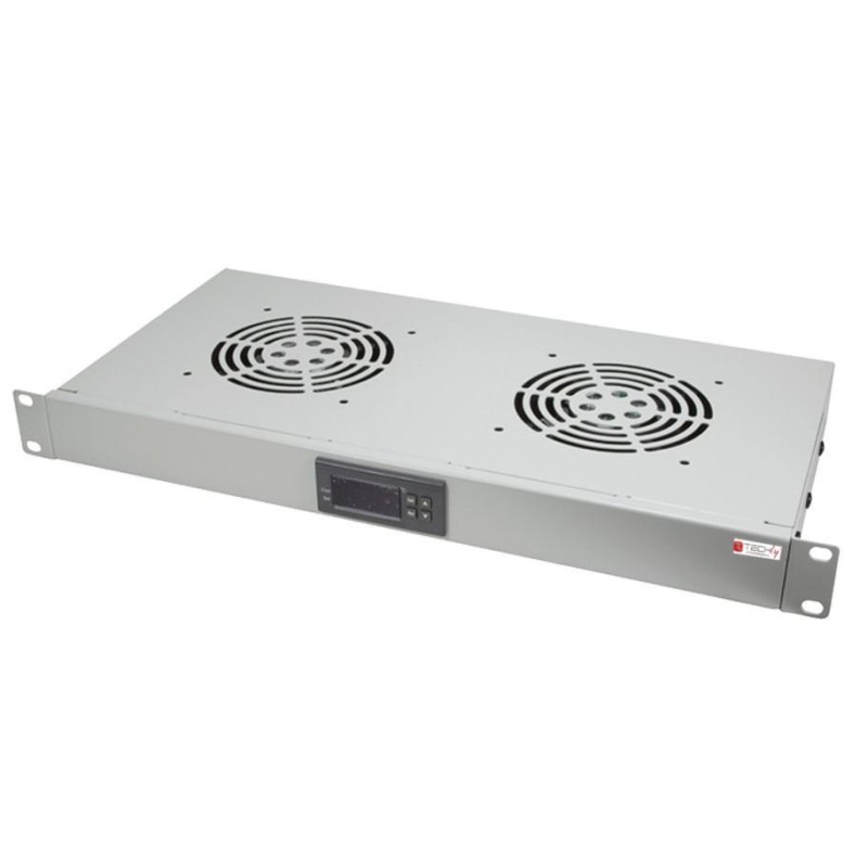 Gruppo 2 Ventole 1U per Rack 19" con Termostato LED Grigio Gruppo 2 Ventole 1U per Rack 19" con Termostato LED Grigio
