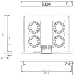 Gruppo 4 Ventole 1U per Rack 19" con Termostato LED Nero