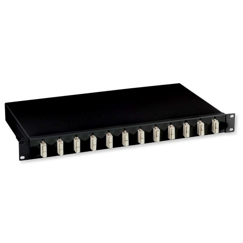 Cassetto Ottico 19" con 12 bussole SC Duplex Multimodale OM2 Nero Cassetto Ottico 19" con 12 bussole SC Duplex Multimodale OM2 Nero