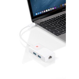 Hub USB-C SuperSpeed 2 USB 3.0 e RJ-45 Gigabit