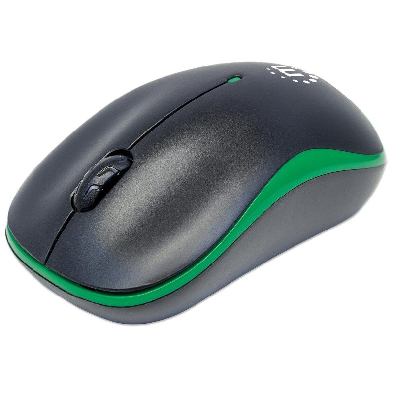 Mouse Ottico Wireless con Micro Ricevitore USB 1000dpi Nero/Verde