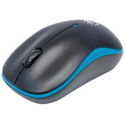 Mouse Ottico Wireless con Micro Ricevitore USB 1000dpi Nero/Azzurro