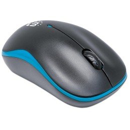 Mouse Ottico Wireless con Micro Ricevitore USB 1000dpi Nero/Azzurro