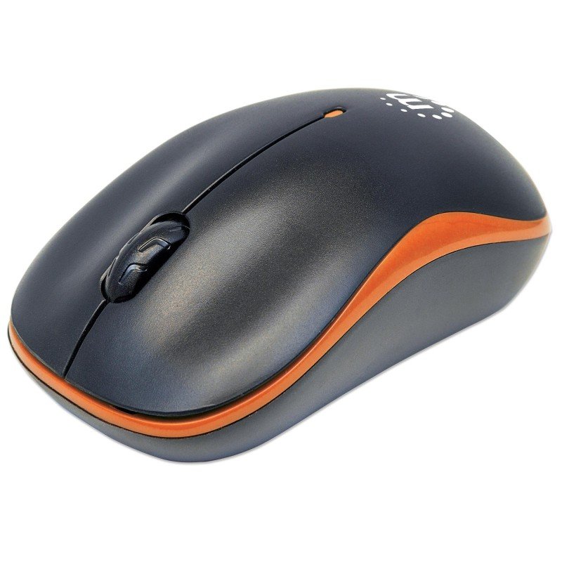 Mouse Ottico Wireless con Micro Ricevitore USB 1000dpi Nero/Arancione