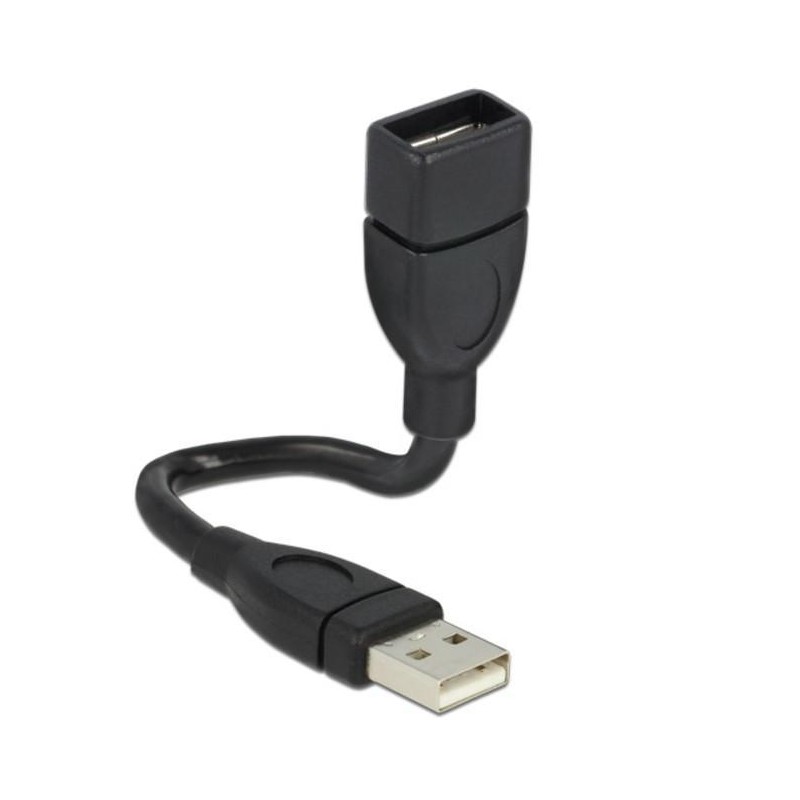 Cavo semi-rigido USB2.0 A Maschio / A Femmina 15cm Nero