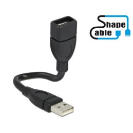 Cavo semi-rigido USB2.0 A Maschio / A Femmina 15cm Nero