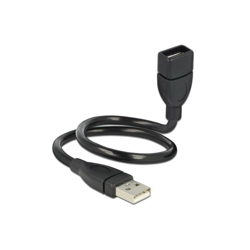 Cavo semi-rigido USB2.0 A Maschio / A Femmina 35cm Nero