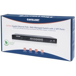 Switch 16 Porte Gigabit Ethernet PoE+ Web Managed con 2 Porte SFP