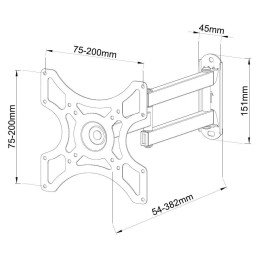 Supporto a Muro per TV LED LCD 19-37'' Full-Motion Nero