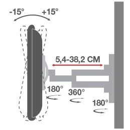 Supporto a Muro per TV LED LCD 19-37'' Full-Motion Nero