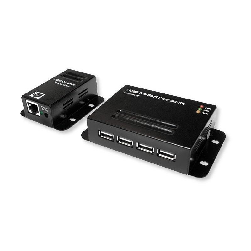 Extender USB su Cavo Cat.5/5e/6 fino a 50m con Hub 4 Porte, PoE