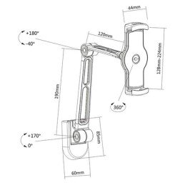 Supporto Estensibile per Tablet e i-Pad 4.7"-12.9" da Muro o Sottopensile