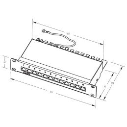 Pannello Patch 10" STP 12 Posti RJ45 Cat. 6 Nero